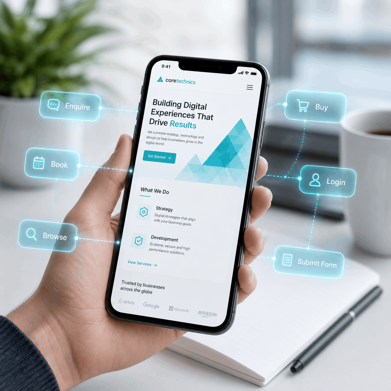 Website planning and UX wireframe view