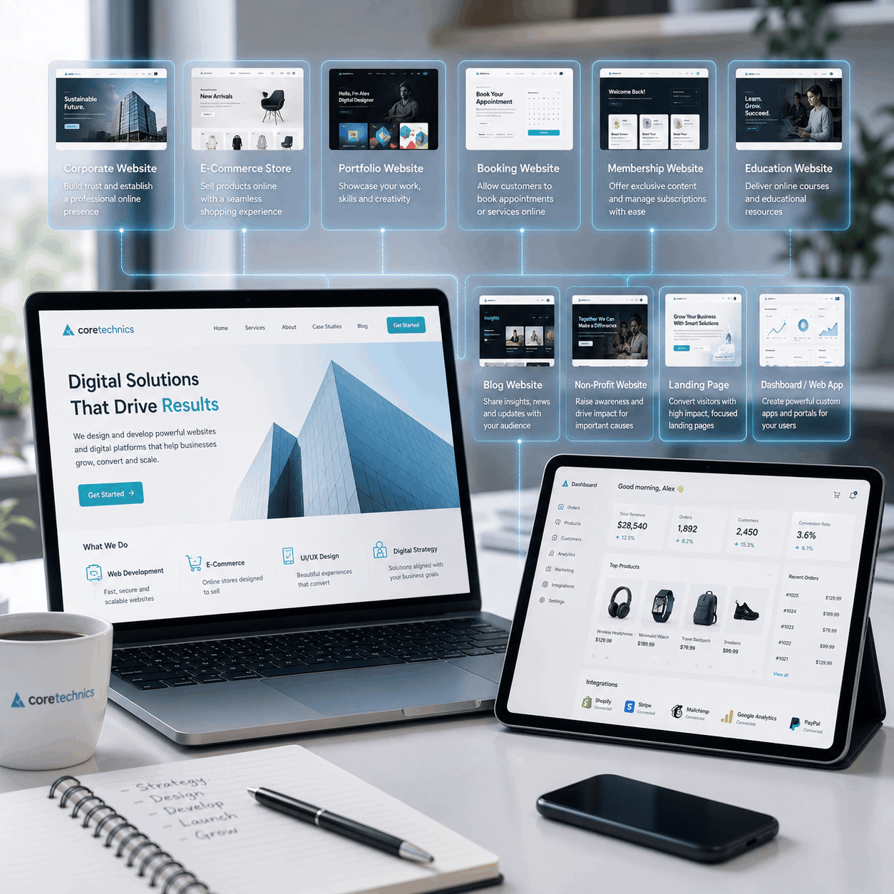 High performance website service showcase